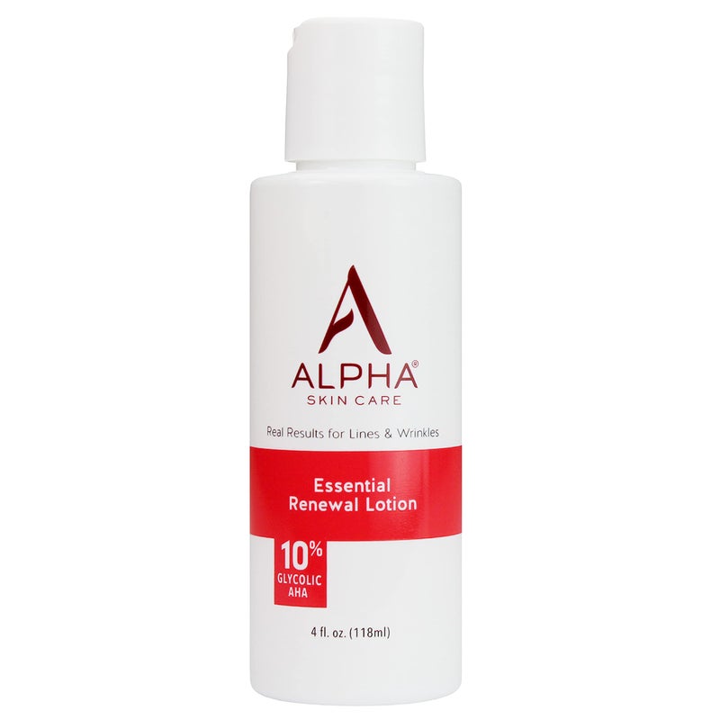 Alpha Skin Care Essential Renewal Lotion 10 Glycolic AHA AntiAging Formula Reduces Lines  Wrinkles Alpha Hydroxy Acid Exfoliates for Smoother Skin Normal to Dry Skin 4 Oz